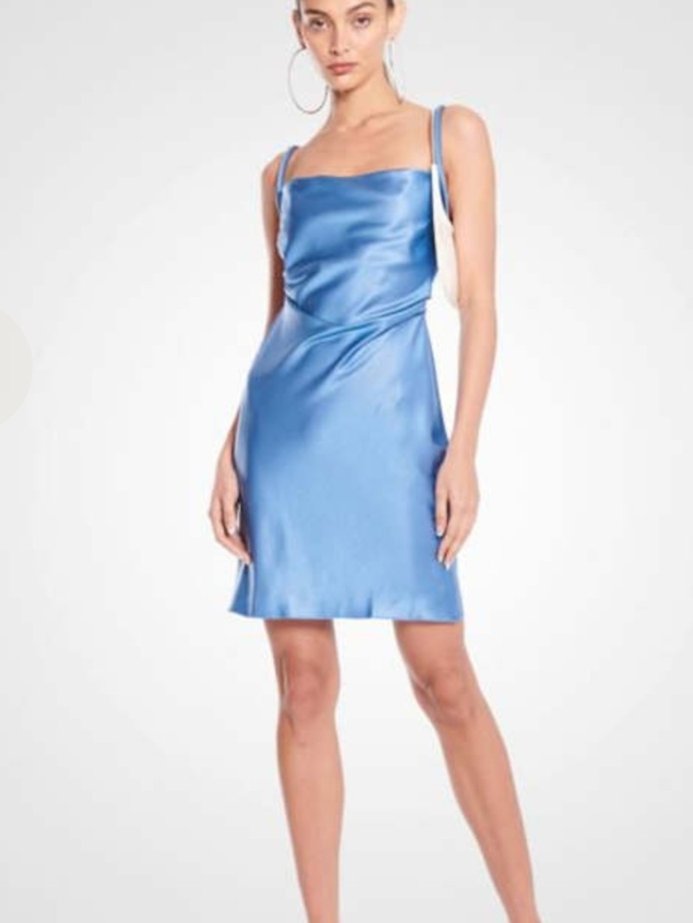 Satin Square-Neck Slip Dress in Blue - Picture 4 of 7